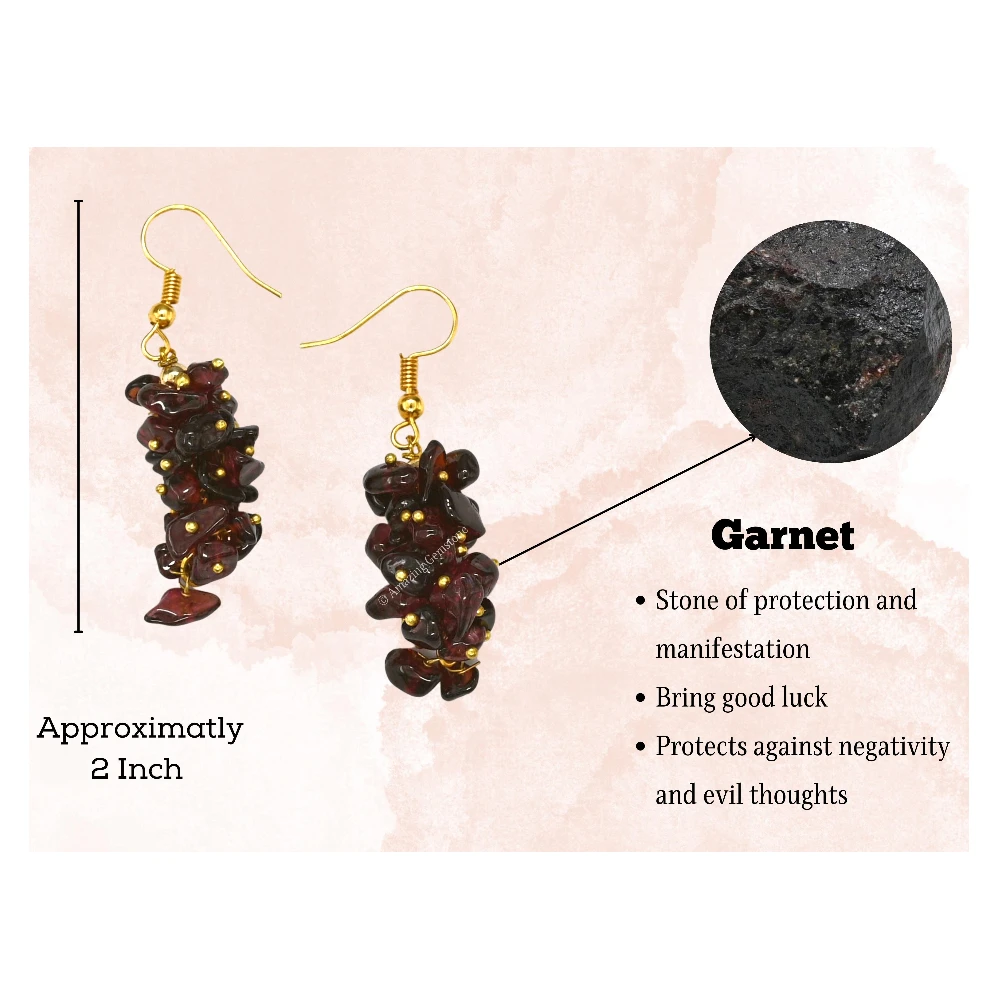 Garnet Crystal Earrings (Gold)