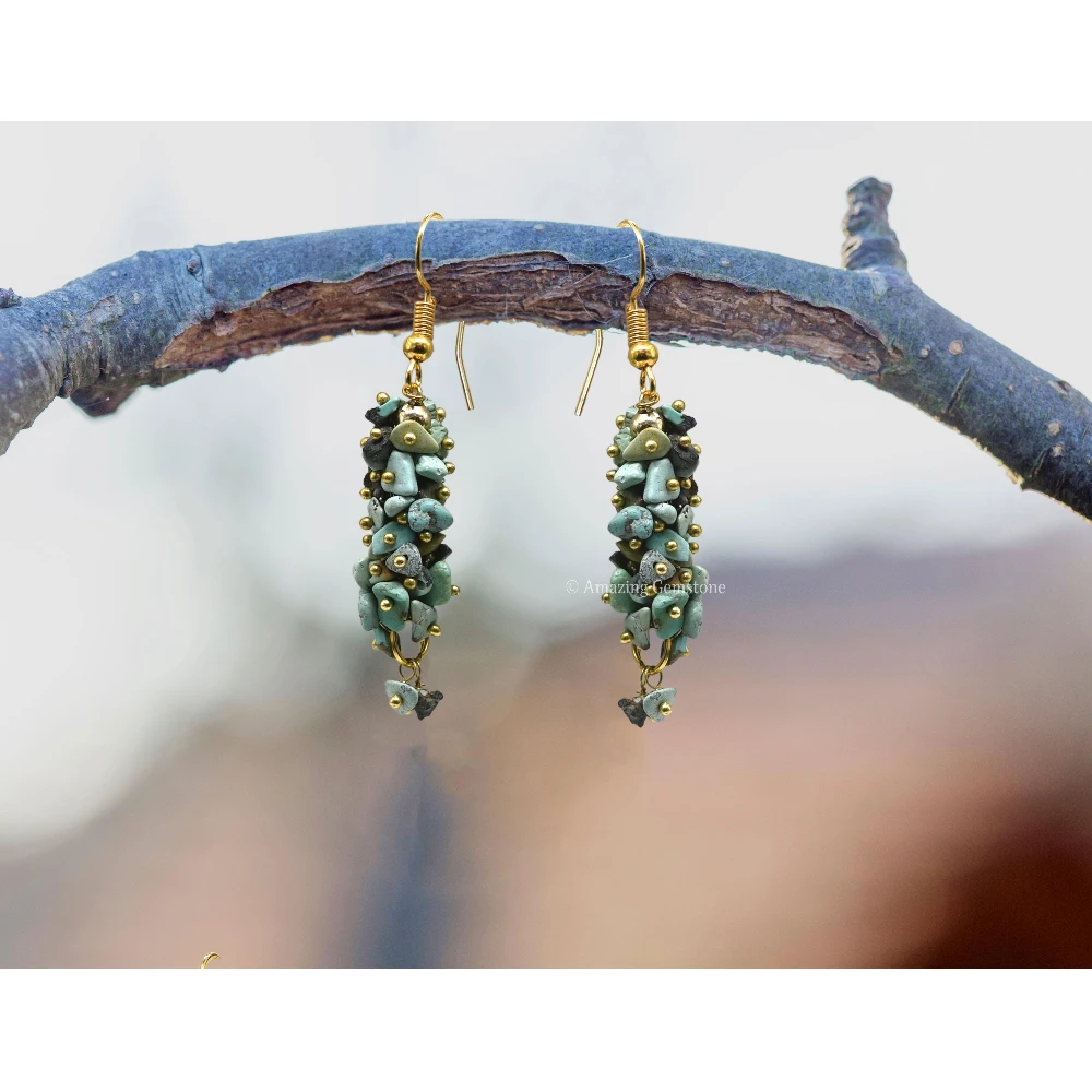 Larimar Crystal Earrings (Gold)