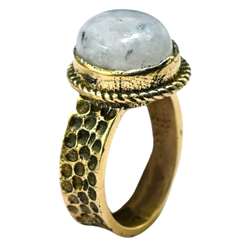 Rainbow Moonstone Crystal Ring