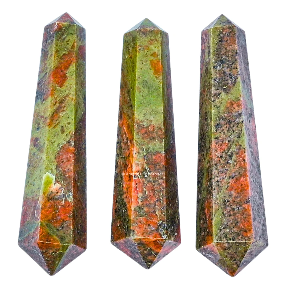Unakite Pencil Points (Double Terminated) (Set of 3)