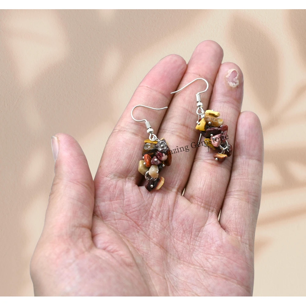 Mookaite Jasper Crystal Earrings (Silver)