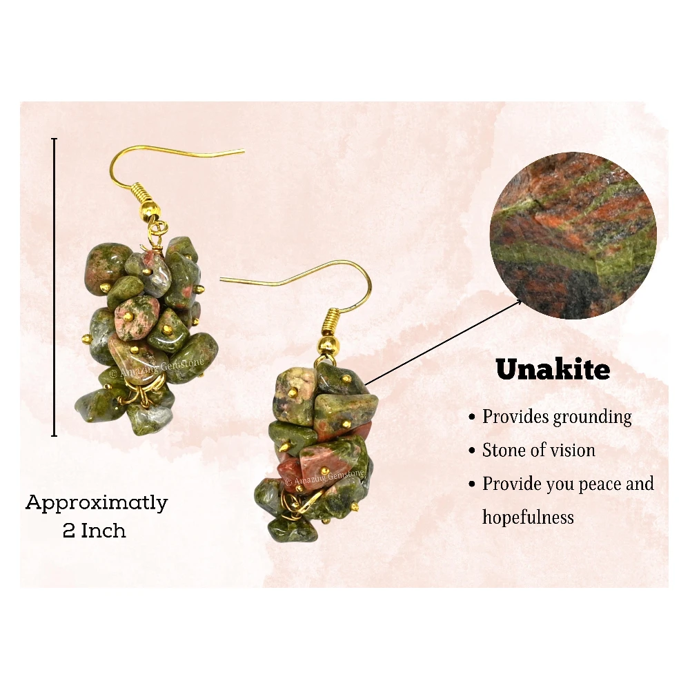Unakite Crystal Earrings (Gold)