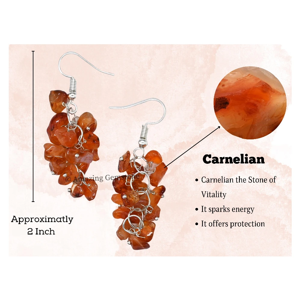 Carnelian Crystal Earrings (Silver)