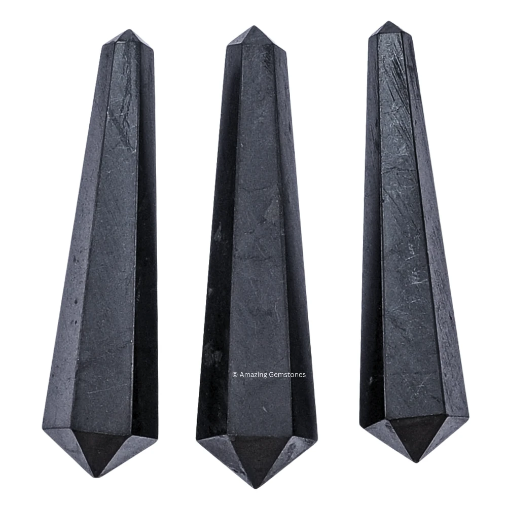 Shungite Pencil Points (Double Terminated) (Set of 3)