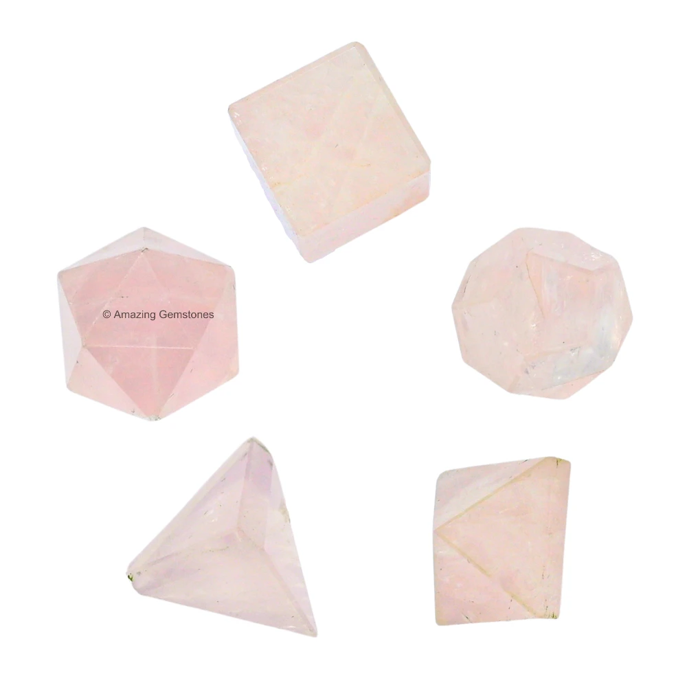 Rose Quartz Platonic Solid - 5 Pcs