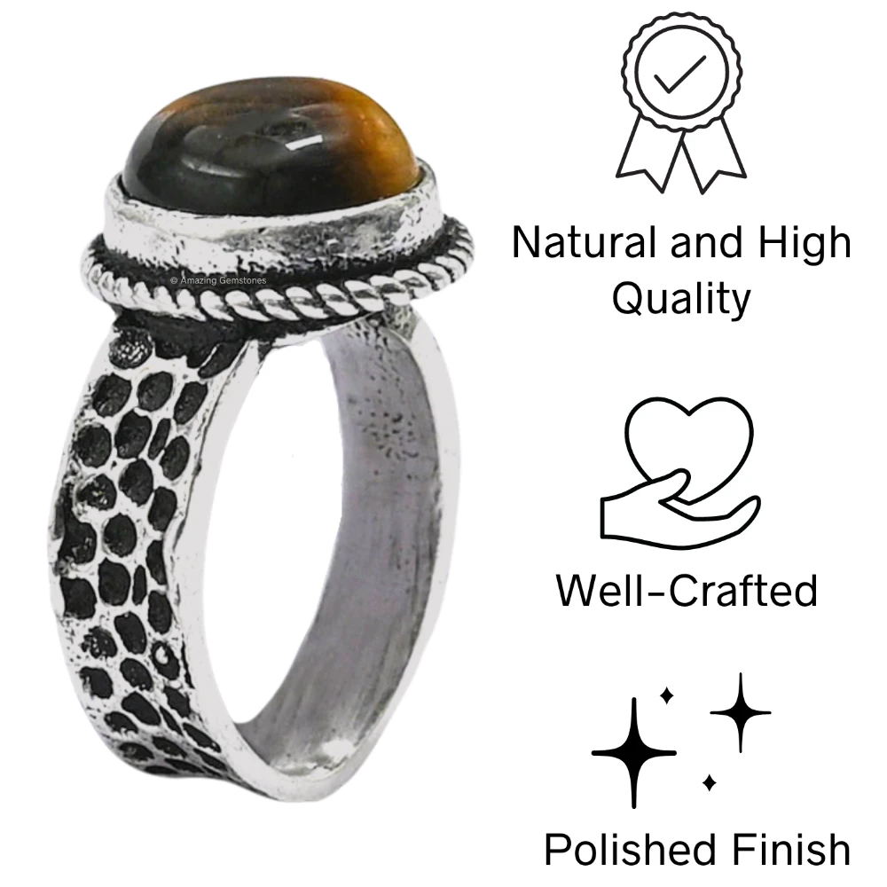 Tiger Eye Crystal Ring (Silver)