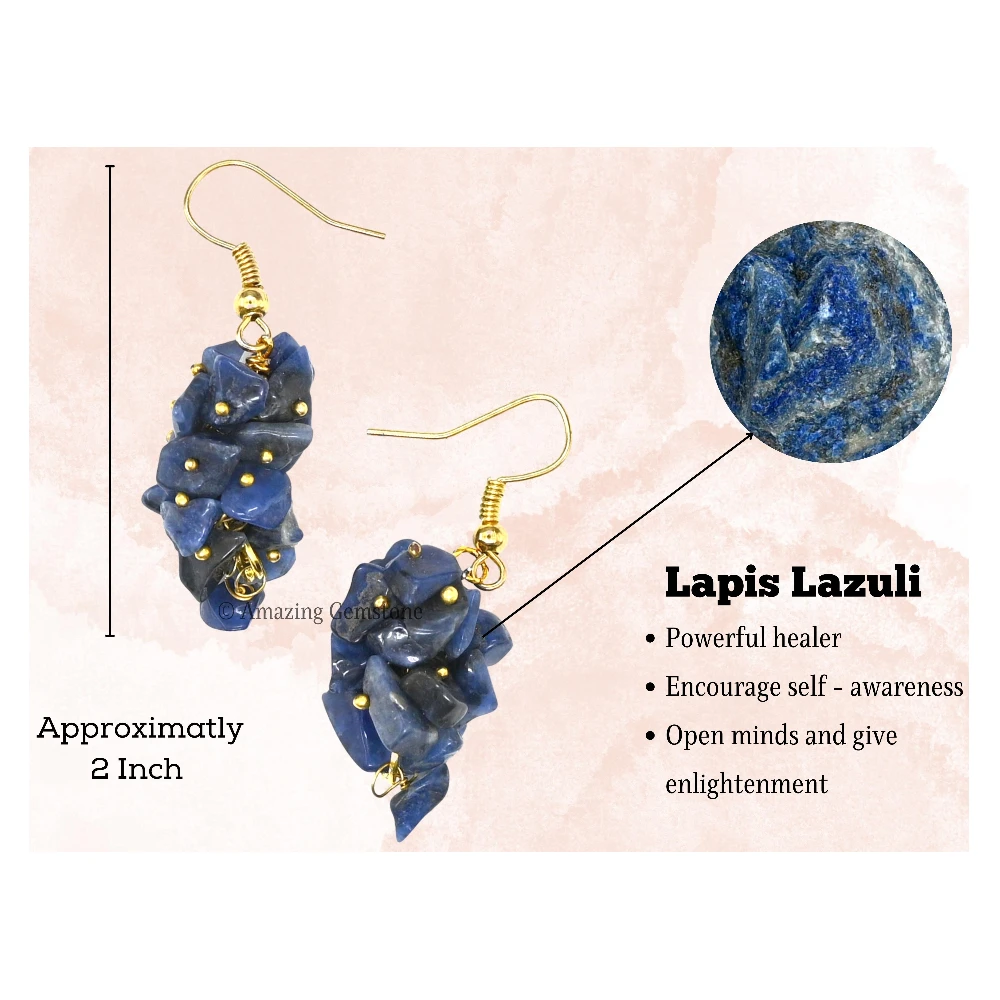 Lapis Lazuli Crystal Earrings (Gold)