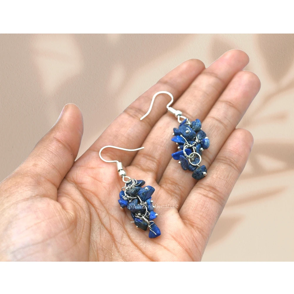 Lapis Lazuli Crystal Earrings (Silver)