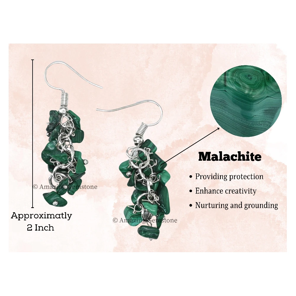 Malachite Crystal Earrings (Silver)