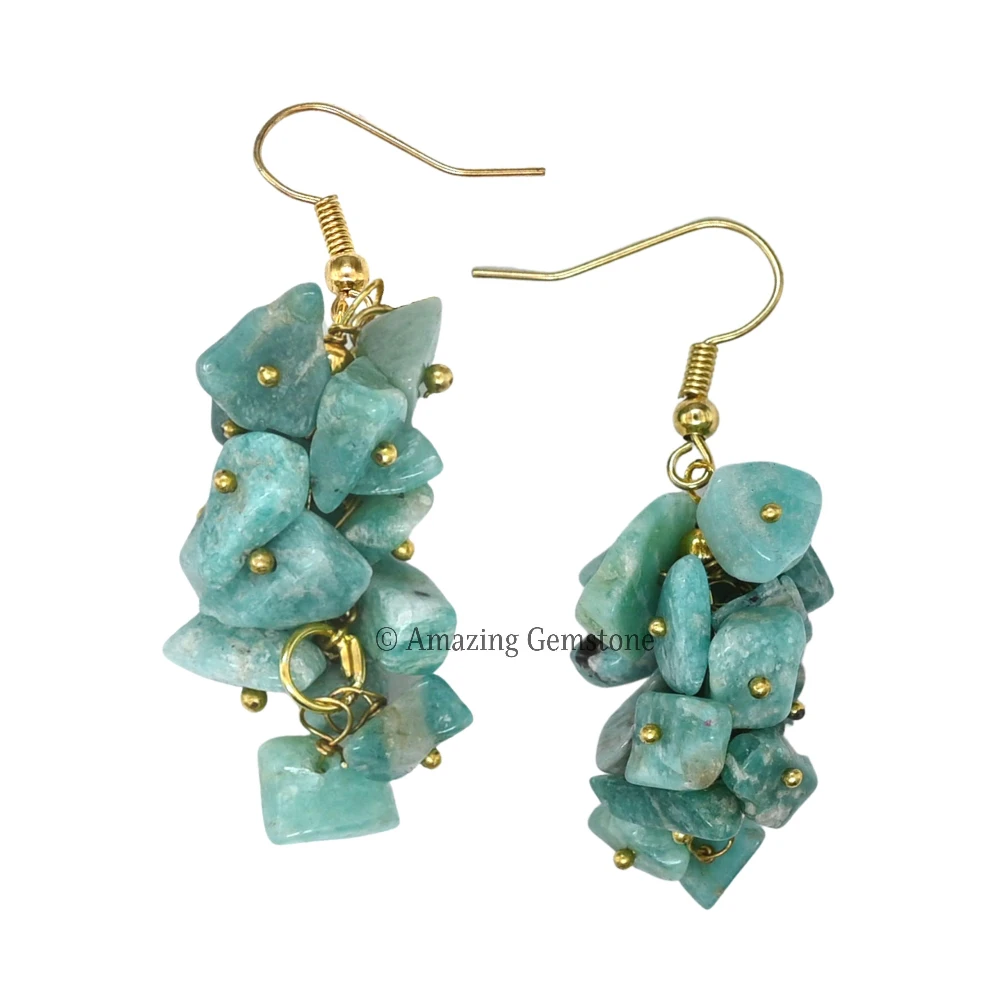 Amazonite Crystal Earrings (Gold)