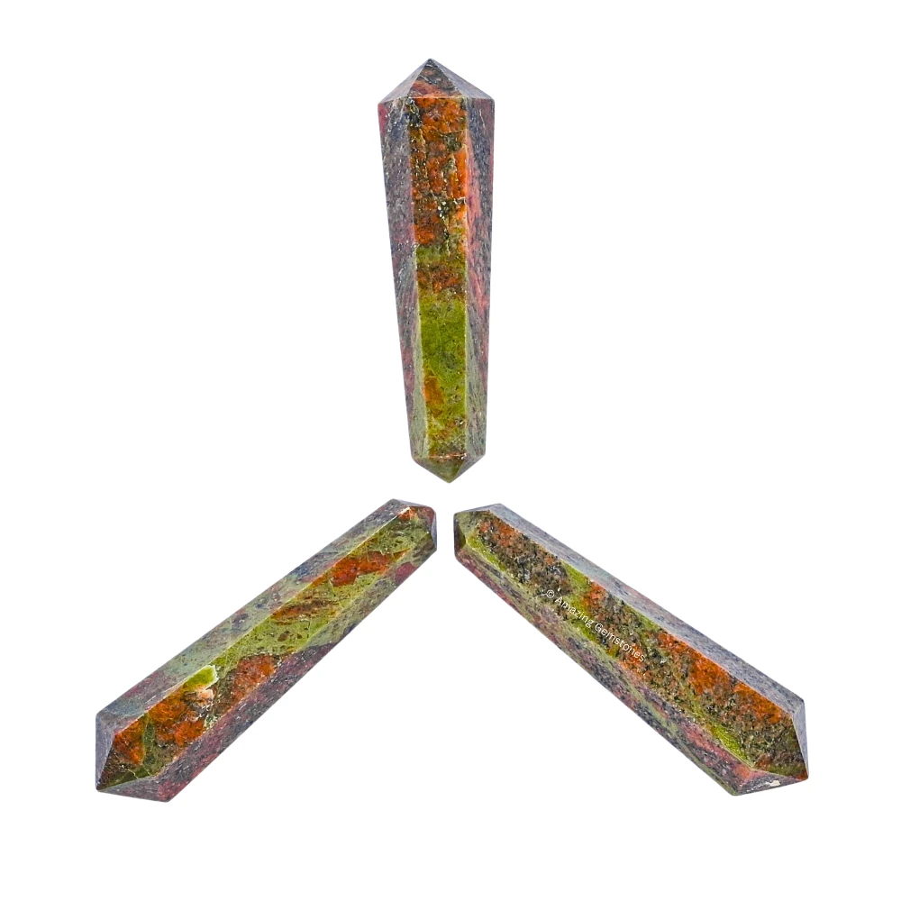 Unakite Pencil Points (Double Terminated) (Set of 3)