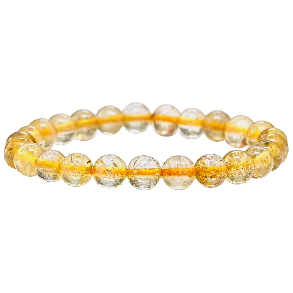 Golden Rutilated Quartz Bracelet (Stretchable)