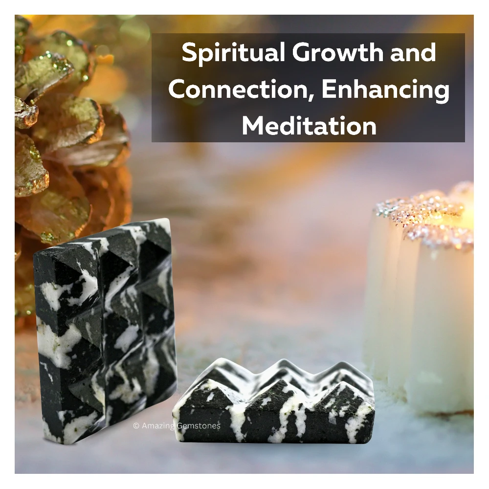 Black and White Tourmaline 9 Pyramid Plate