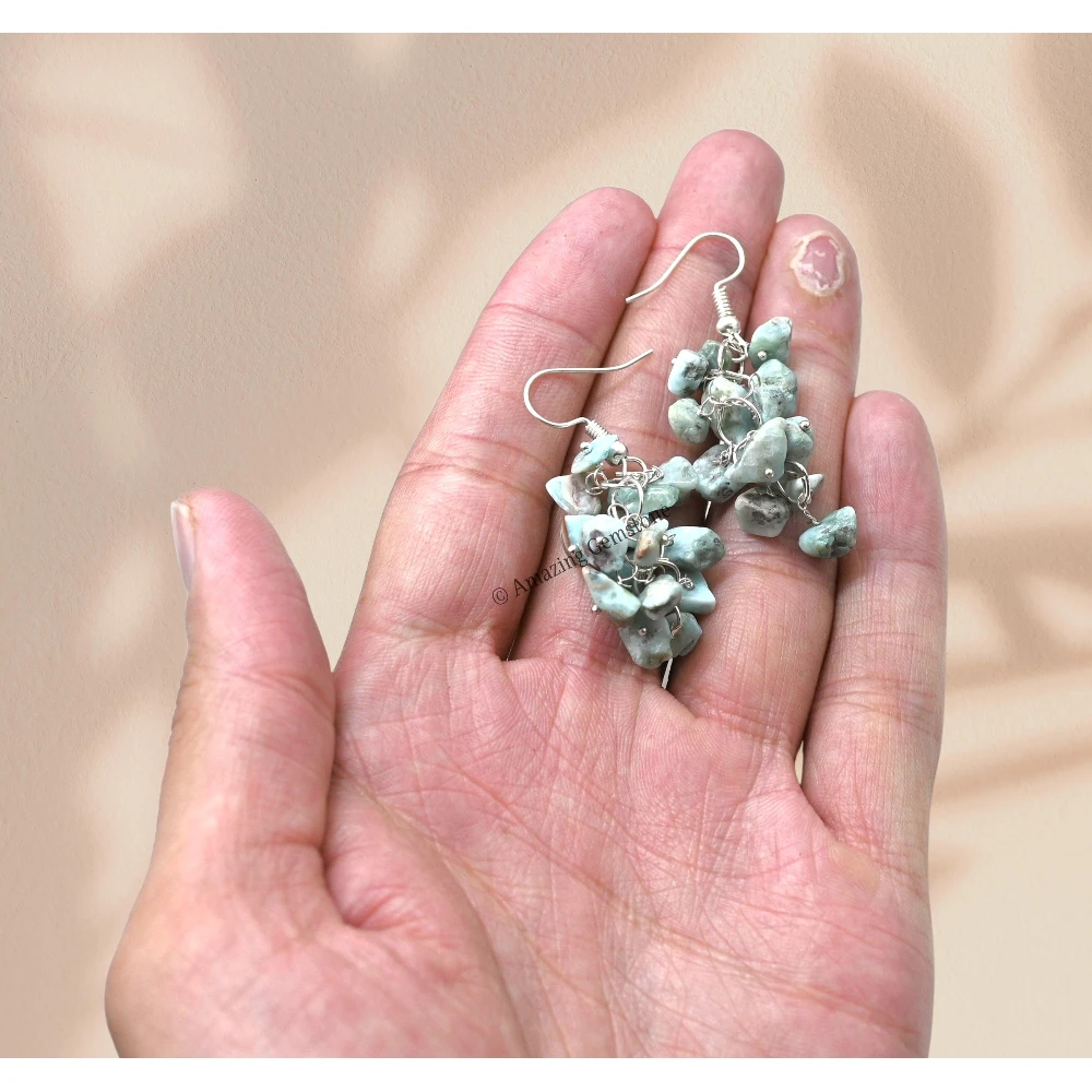 Larimar Crystal Earrings (Silver)