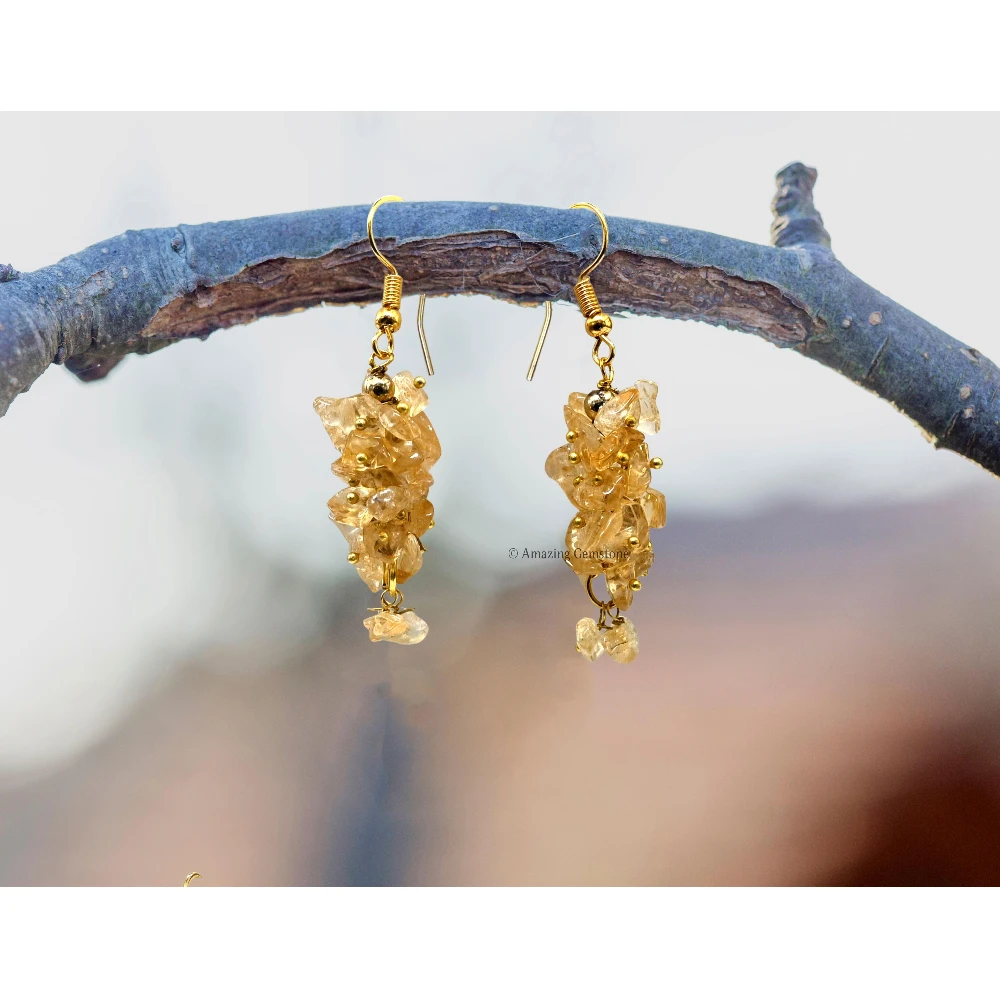 Citrine Crystal Earrings (Gold)