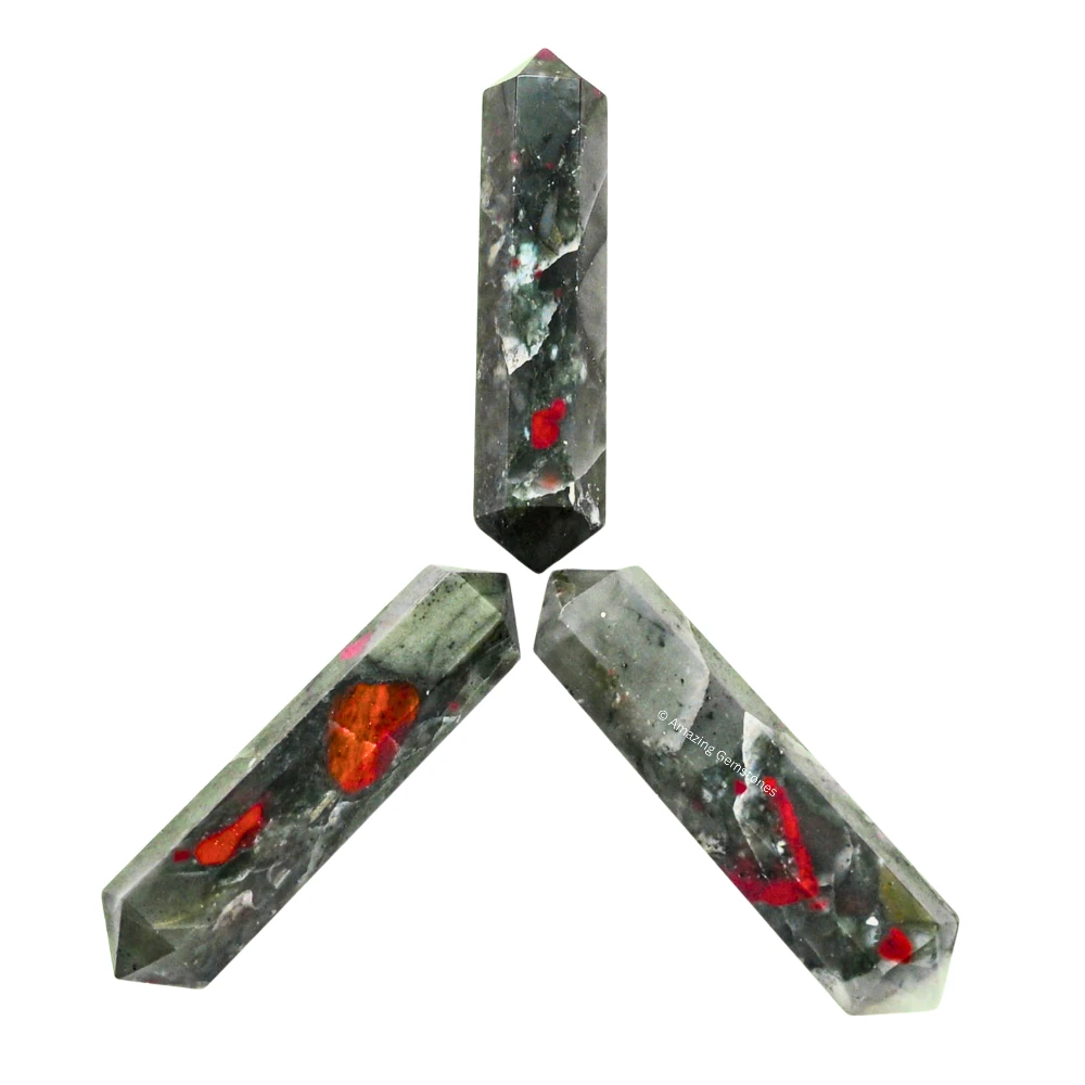 African Bloodstone Pencil Points (Double Terminated) (Set of 50)