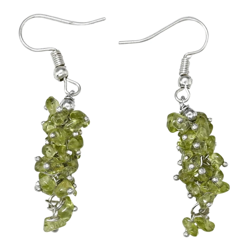 Peridot Crystal Earrings (Silver)