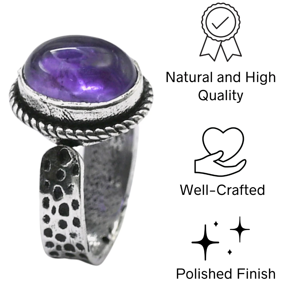 Amethyst Crystal Ring (Silver)