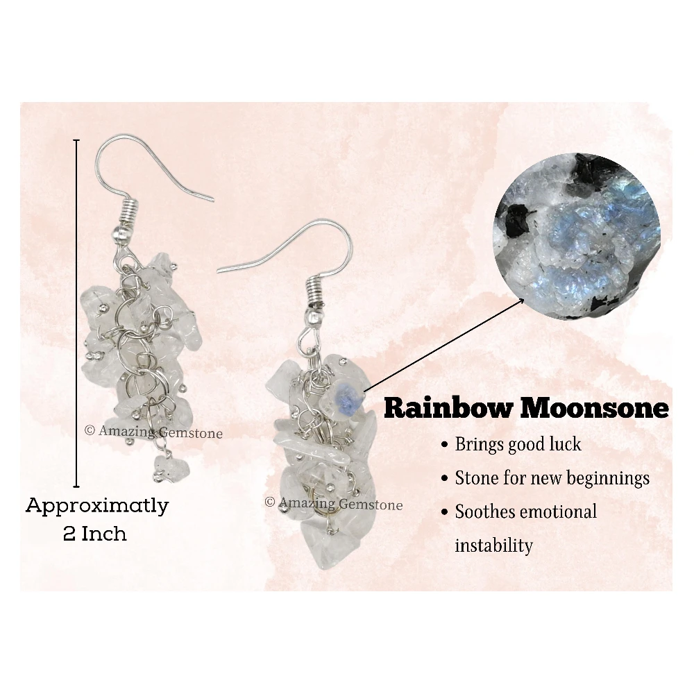 Rainbow Moonstone Crystal Earrings (Silver)