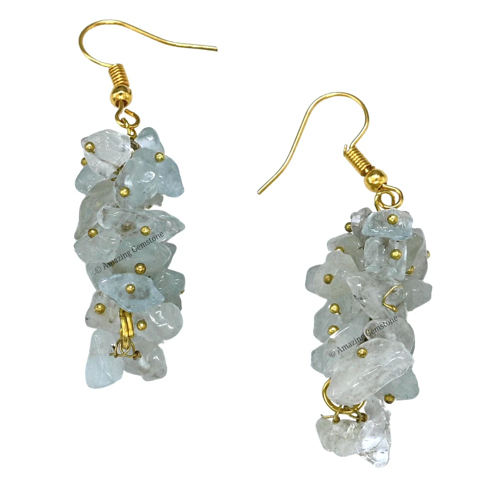 Aquamarine Crystal Earrings (Gold)
