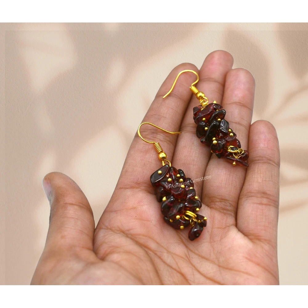 Garnet Crystal Earrings (Gold)