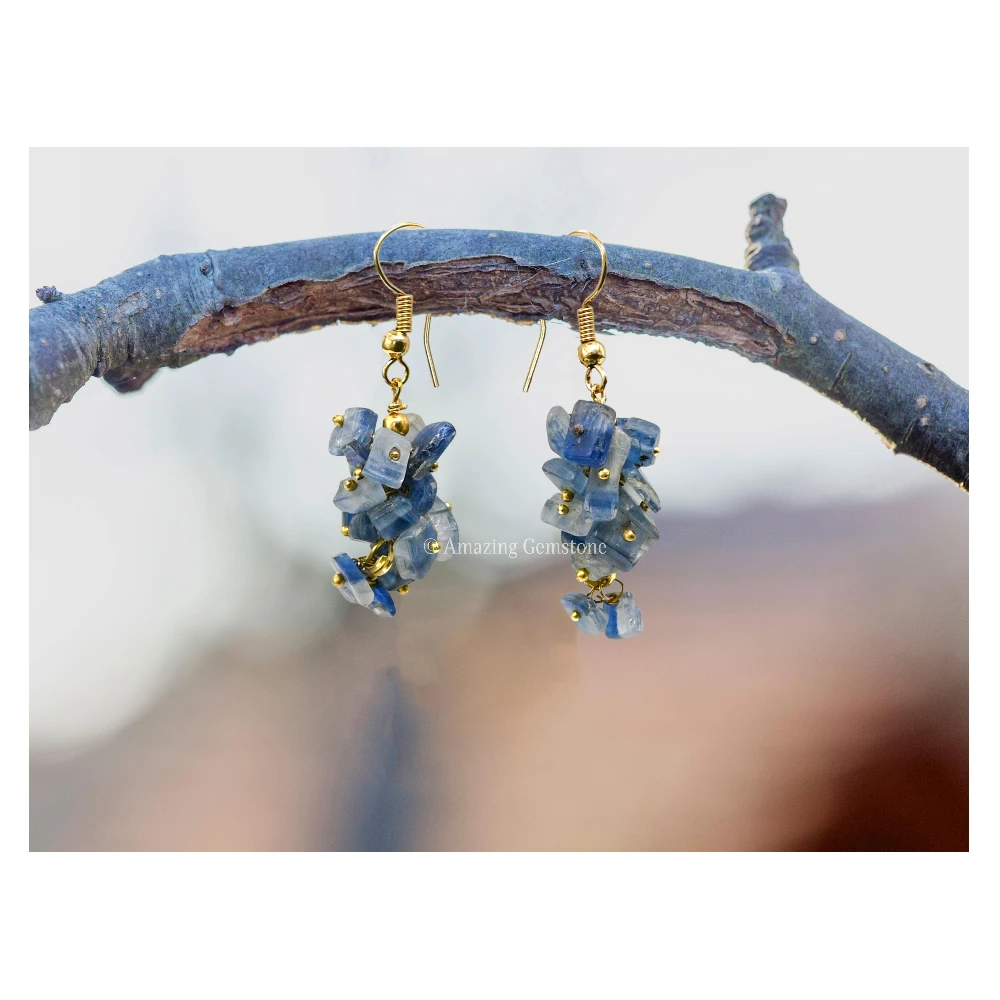 Kyanite Crystal Earrings (Gold)