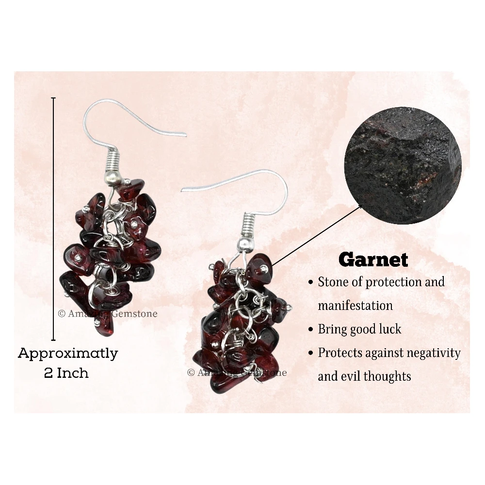 Garnet Crystal Earrings (Silver)