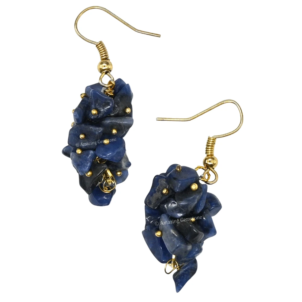 Lapis Lazuli Crystal Earrings (Gold)