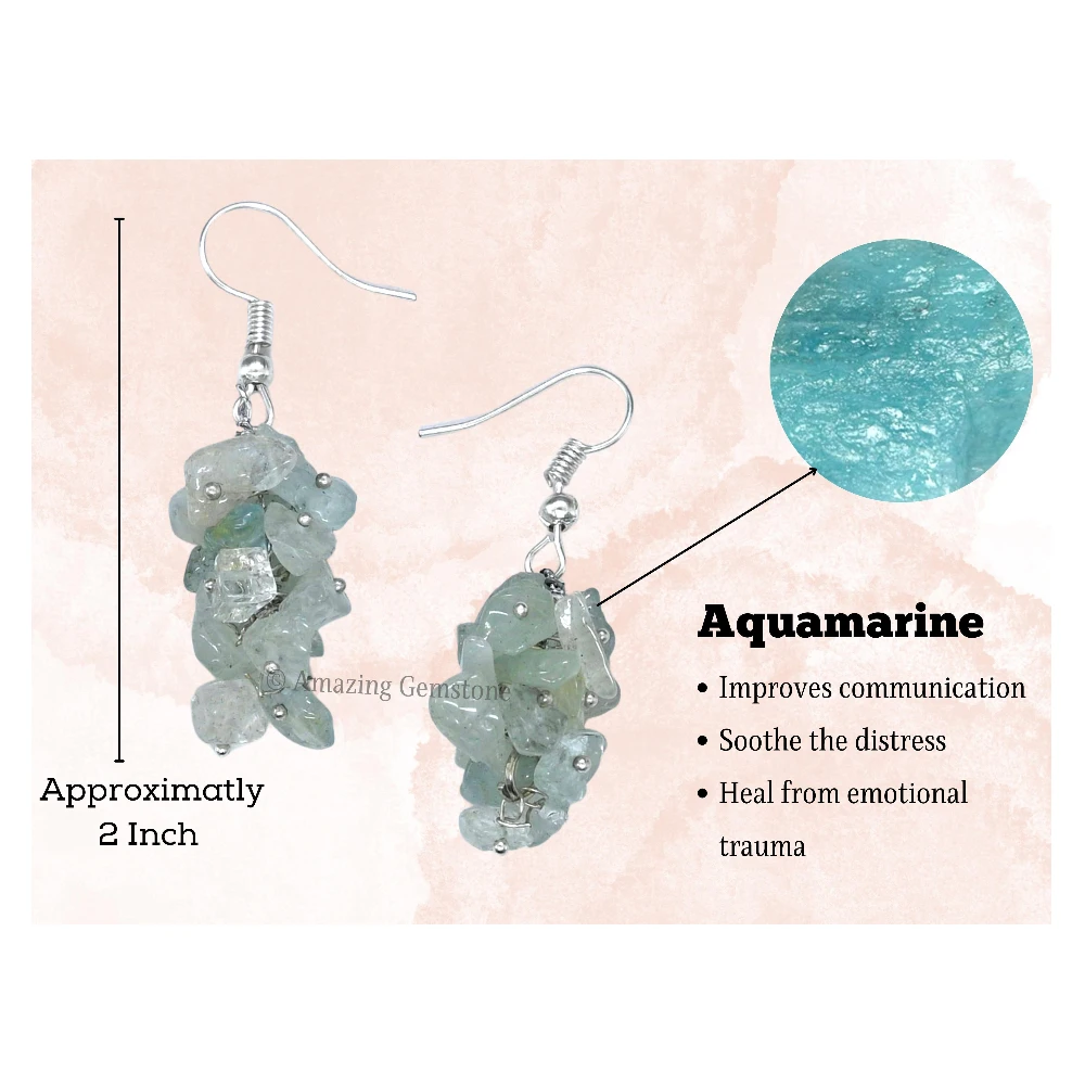 Aquamarine Crystal Earrings (Silver)