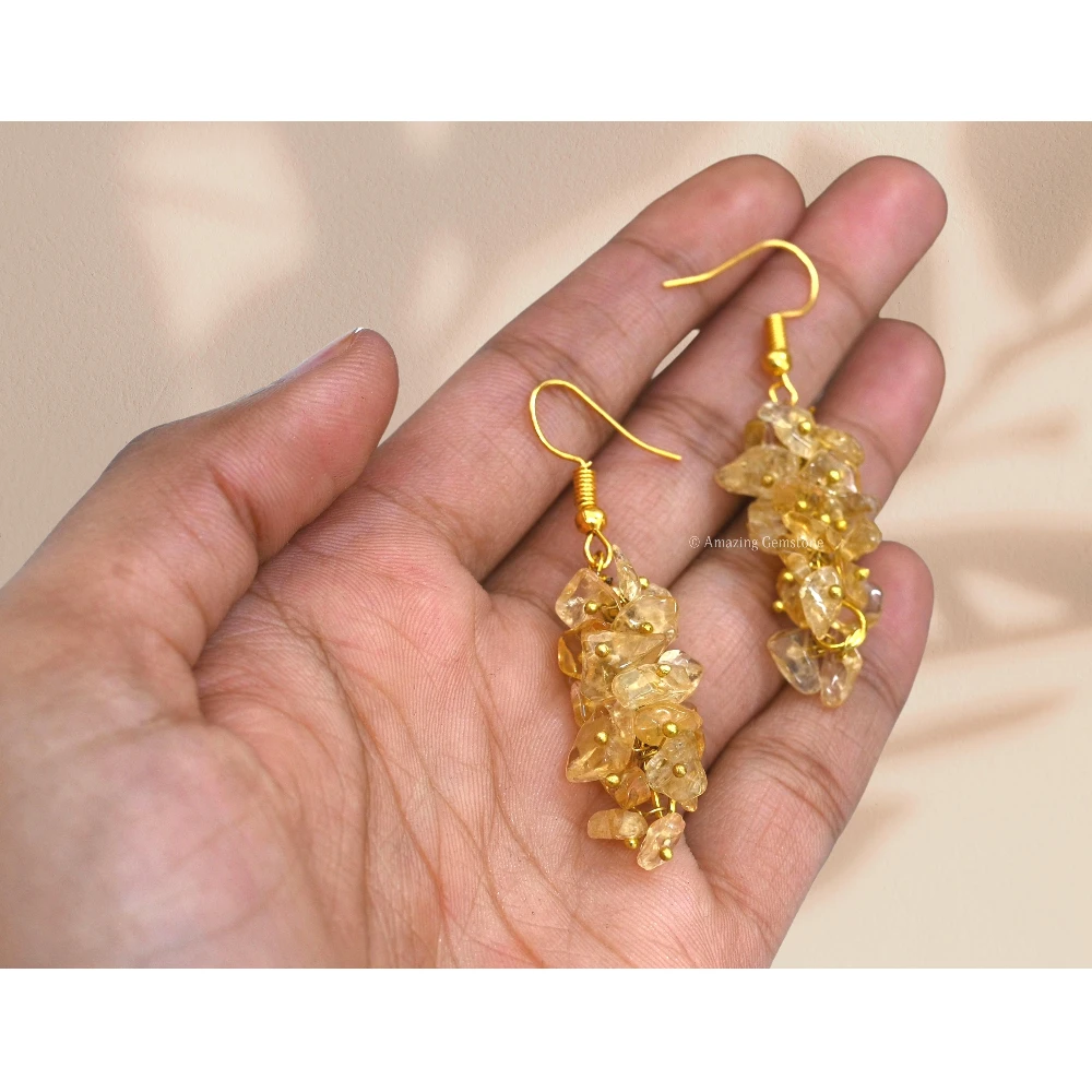 Citrine Crystal Earrings (Gold)