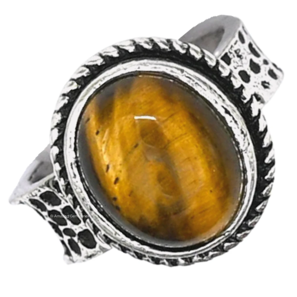 Tiger Eye Crystal Ring (Silver)