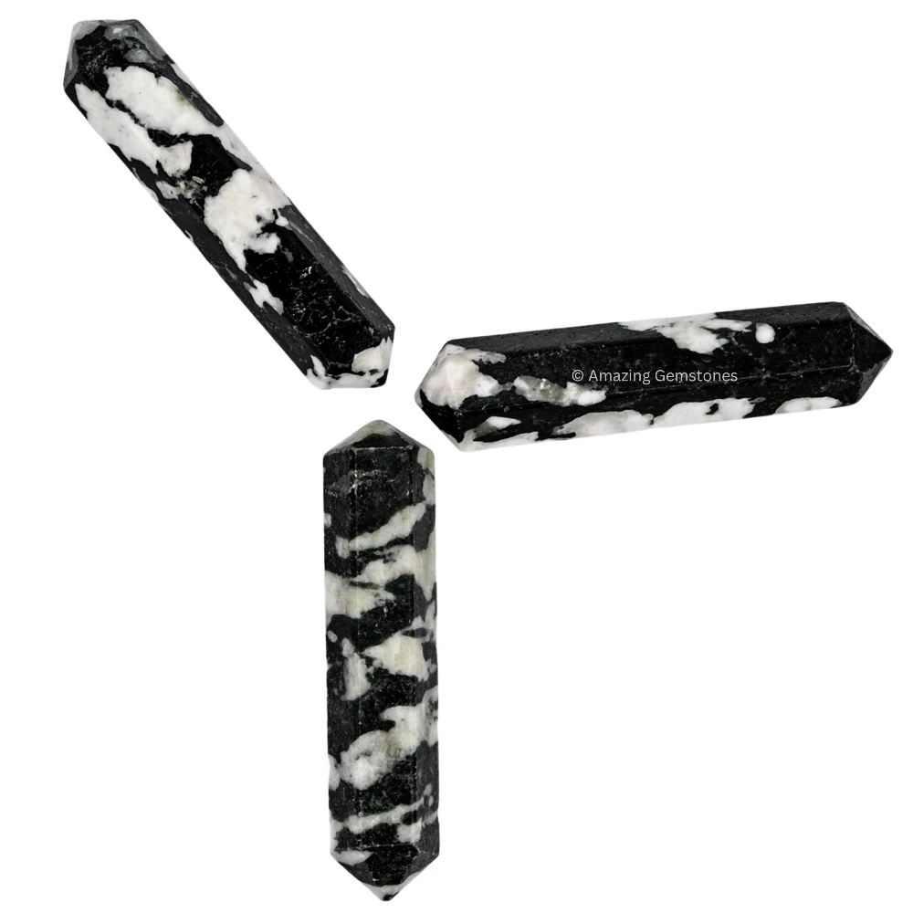 Black and White Tourmaline Pencil Points (Double Terminated) (Set of 3)
