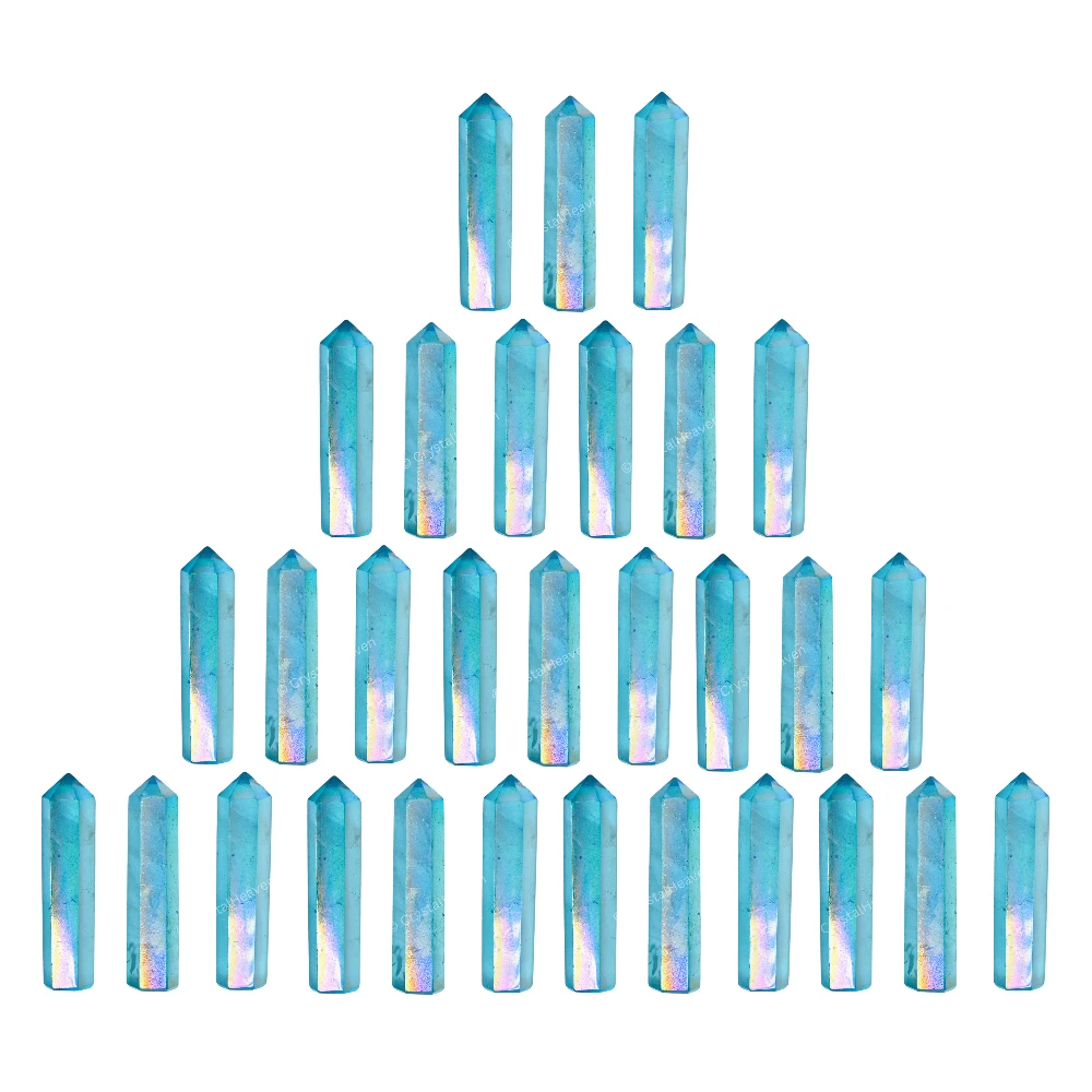 Aqua Aura Quartz Pencil Points Premium Crystal Pencil Points
