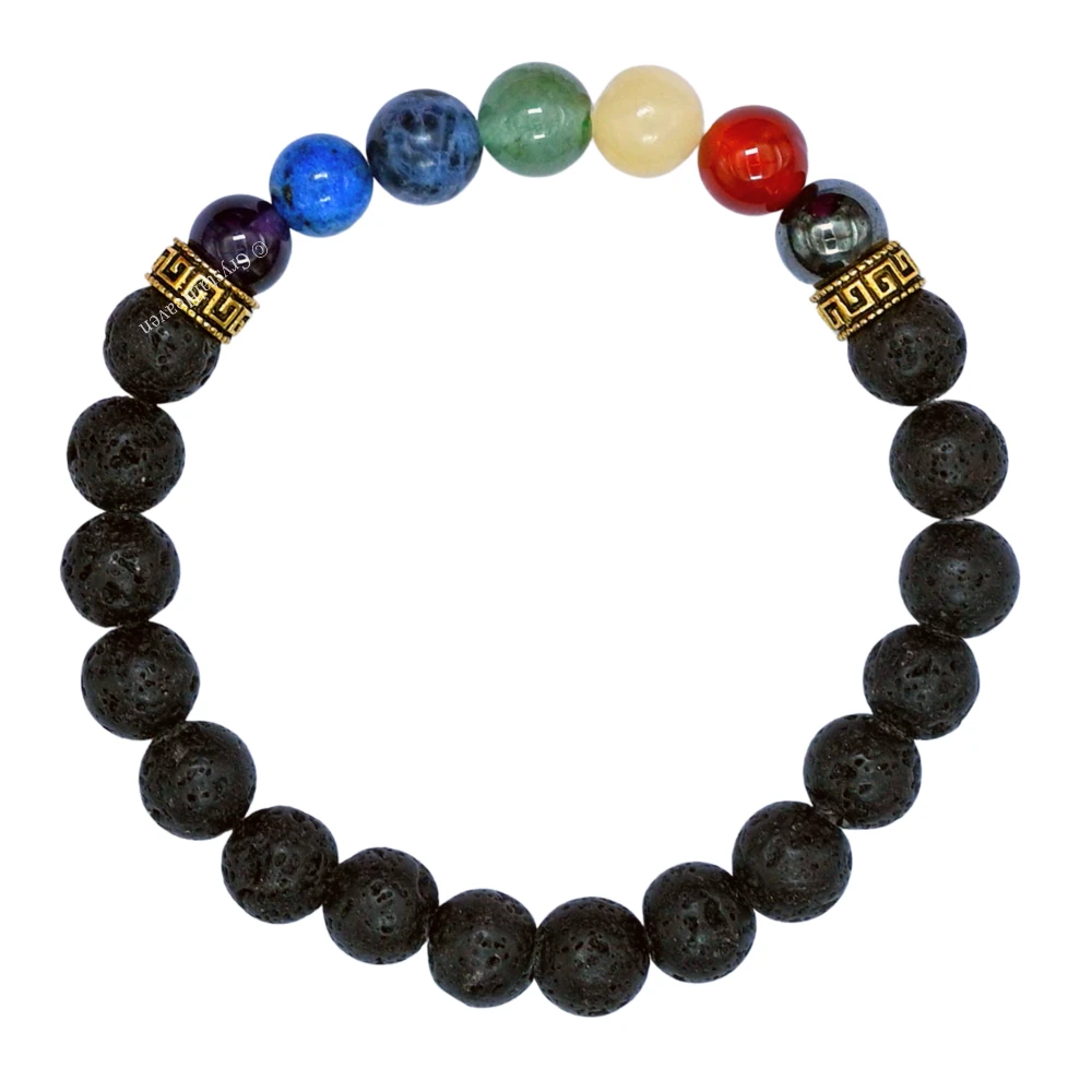 Ancient Wisdom Bracciali Power Chakra Elastici Con Pietre Naturali Da 8 Mm, Per Benessere Ed Equilibrio Energetico