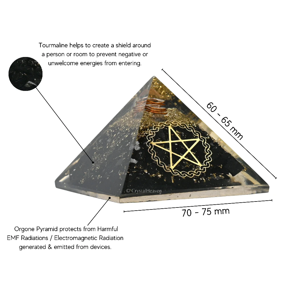 Black Tourmaline Orgone Pyramid For Protection Against Black Magic & E - Foto 4